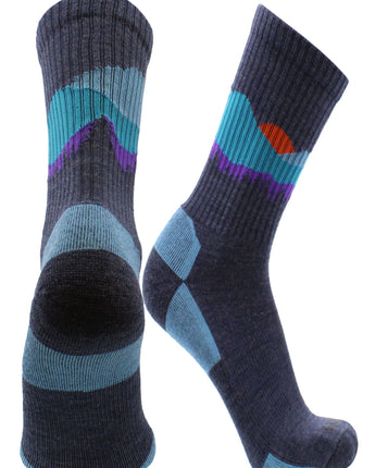 TCK socks Blue Sunset / Large Merino Wool Hiking Socks Crew Length