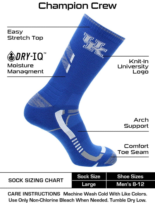 TCK socks Blue/White / Large Kentucky Wildcats Socks University of Kentucky Wildcats Champion Crew Socks