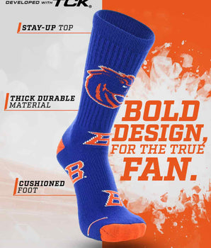 TCK socks Boise State Broncos Mayhem Crew Socks (Made in USA)