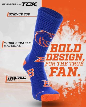 TCK socks Boise State Broncos Mayhem Crew Socks (Made in USA)