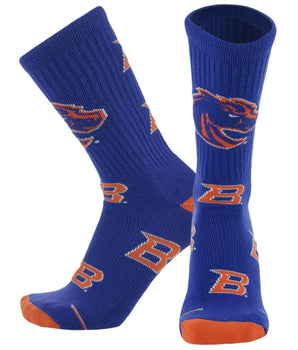 TCK socks Boise State Royal/Orange/White / Large Boise State Broncos Mayhem Crew Socks (Made in USA)