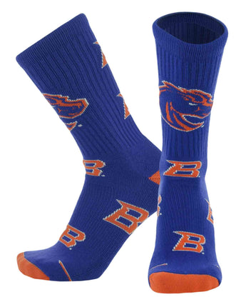 TCK socks Boise State Royal/Orange/White / Large Boise State Broncos Mayhem Crew Socks (Made in USA)