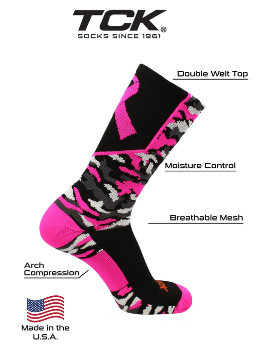 TCK socks Breast Cancer Awareness Camo Crew Socks