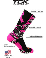 TCK socks Breast Cancer Awareness Camo Crew Socks