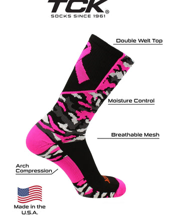 TCK socks Breast Cancer Awareness Camo Crew Socks