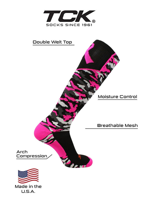 TCK socks Breast Cancer Awarness Camo Over The Calf Socks
