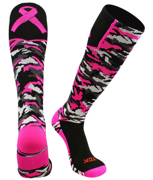Breast Cancer Awareness Camo Over The Calf Socks