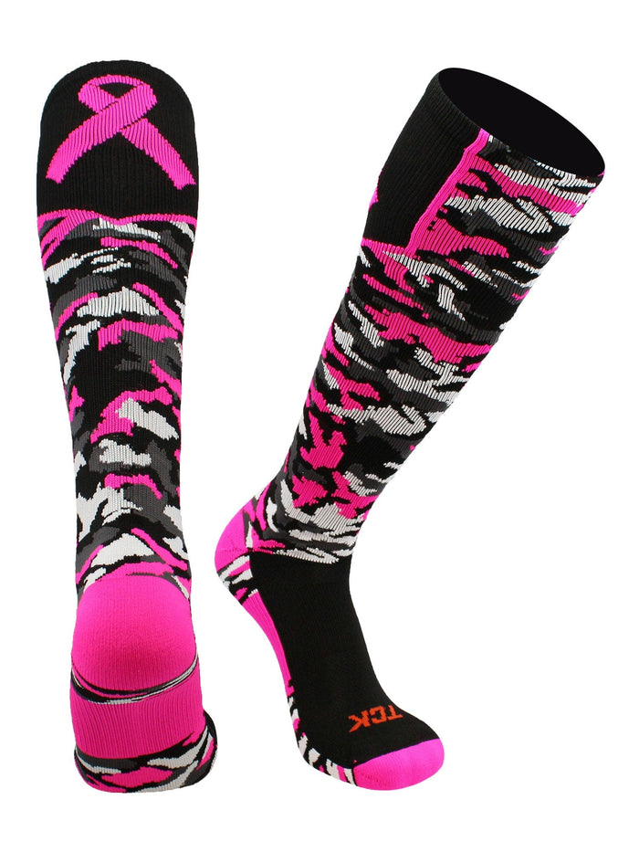 Breast Cancer Awareness Camo Over The Calf Socks