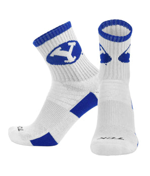 TCK socks BYU Cougars / Large TCK BYU Cougars Quarter Socks - Made in USA