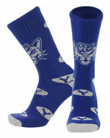 TCK socks BYU Royal/White / Large BYU Cougars Mayhem Crew Socks (Made in USA)