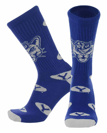TCK socks BYU Royal/White / Large BYU Cougars Mayhem Crew Socks (Made in USA)