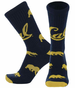 TCK socks Cal Berkeley Navy/Gold / Large Cal Berkeley Golden Bears Mayhem Crew Socks (Made in USA)