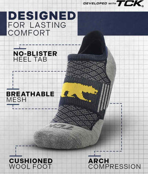 TCK socks California Golden Bears Tour No Show Tab Socks - Made in USA