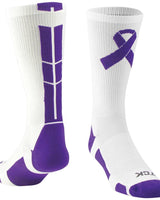 TCK socks Cancer Awareness Purple Ribbon Crew Socks