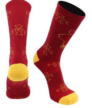 TCK socks Cardinal/Gold / Large Iowa State Cyclones Mayhem Crew Socks (Imported)