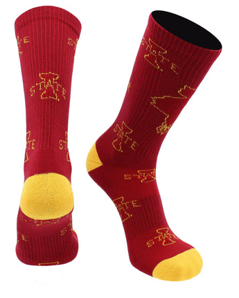 TCK socks Cardinal/Gold / Large Iowa State Cyclones Mayhem Crew Socks (Imported)