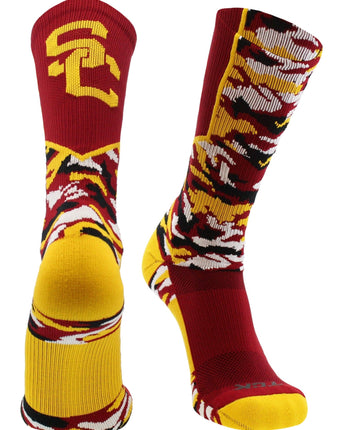 TCK socks Cardinal/Gold/White / Large USC Trojans Woodland Camo Crew Socks