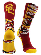 TCK socks Cardinal/Gold/White / Large USC Trojans Woodland Camo Crew Socks
