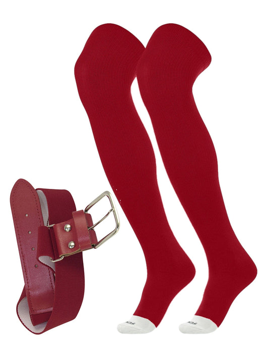 TCK socks Cardinal / Small Pro Plus Performance Prosport Over the Knee Socks Belt Combo