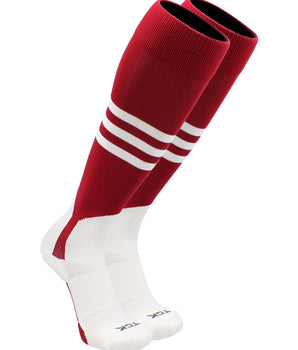 TCK socks Cardinal/White / Large TCK Baseball Stirrup Socks with Stripes Pattern B