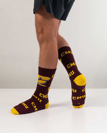 TCK socks Central Michigan Chippewas Mayhem Crew Socks (Made in USA)