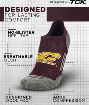 TCK socks Central Michigan Chippewas Tour No Show Tab Socks - Made in USA