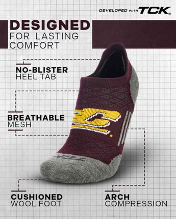 TCK socks Central Michigan Chippewas Tour No Show Tab Socks - Made in USA