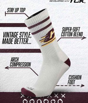TCK socks Central Michigan Chippewas | Vintage | NCAA Mens and Womens Soft Cotton Sock