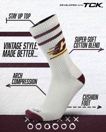 TCK socks Central Michigan Chippewas | Vintage | NCAA Mens and Womens Soft Cotton Sock