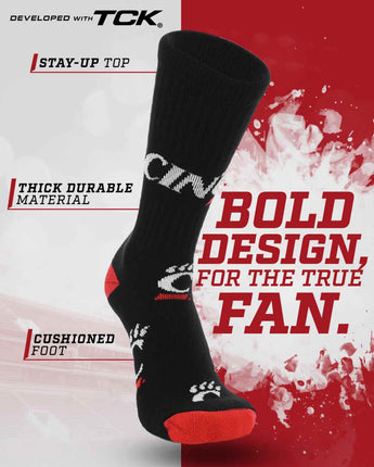 TCK socks Cincinnati Bearcats Mayhem Crew Socks (Made in USA)