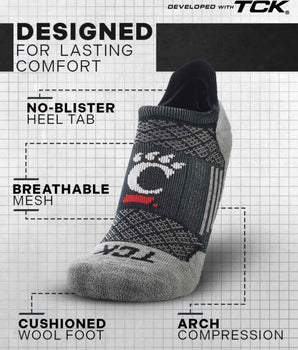 TCK socks Cincinnati Bearcats Tour No Show Tab Socks - Made in USA