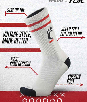 TCK socks Cincinnati Bearcats | Vintage | NCAA Mens and Womens Soft Cotton Sock