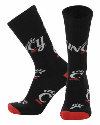 TCK socks Cincinnati Black/Scarlet/White / Large Cincinnati Bearcats Mayhem Crew Socks (Made in USA)