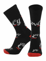 TCK socks Cincinnati Black/Scarlet/White / Large Cincinnati Bearcats Mayhem Crew Socks (Made in USA)