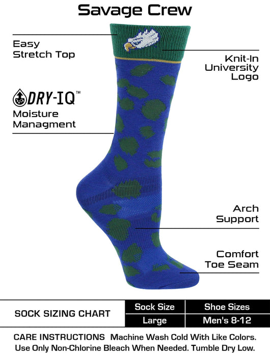 TCK socks Cobalt Blue/Emerald / Medium Florida Gulf Coast Eagles Socks Womens Savage Crew Socks