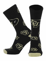 TCK socks Colorado Black/Vegas Gold / Large Colorado Buffaloes Mayhem Crew Socks (Made in USA)