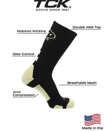 TCK socks Colorado Buffaloes Baseline Crew USA Made