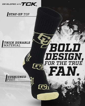 Colorado Buffaloes Mayhem Crew Socks (Made in the USA)
