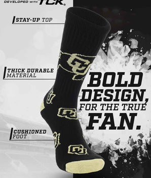 TCK socks Colorado Buffaloes Mayhem Crew Socks (Made in USA)