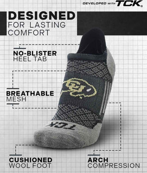 TCK socks Colorado Buffaloes Tour No Show Tab Socks - Made in USA