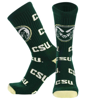 TCK socks Colorado State Dark Green/White / Large Colorado State Rams Mayhem Crew Socks (Made in USA)