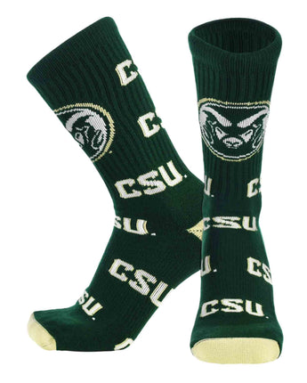 TCK socks Colorado State Dark Green/White / Large Colorado State Rams Mayhem Crew Socks (Made in USA)