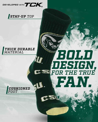 TCK socks Colorado State Rams Mayhem Crew Socks (Made in USA)