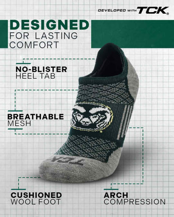 TCK socks Colorado State Rams Tour No Show Tab Socks - Made in USA