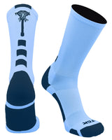 TCK socks Columbia Blue/Navy / Large Midline Lacrosse Logo Crew Socks