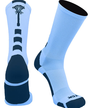 TCK socks Columbia Blue/Navy / Large Midline Lacrosse Logo Crew Socks