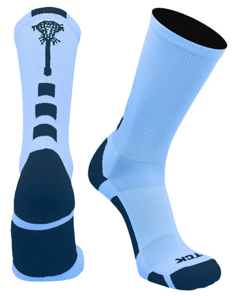 TCK socks Columbia Blue/Navy / Large Midline Lacrosse Logo Crew Socks