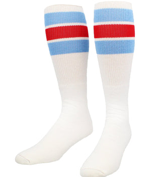 TCK socks Columbia Blue/Scarlet / Medium Retro 3 Stripe OTC Tube Socks