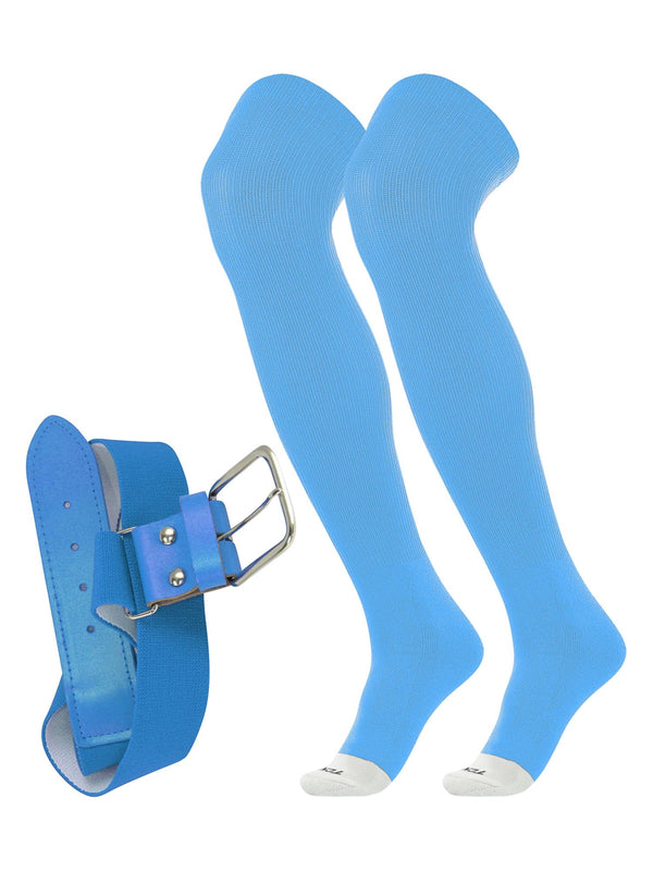 TCK socks Columbia Blue / Small Pro Plus Performance Prosport Over the Knee Socks Belt Combo
