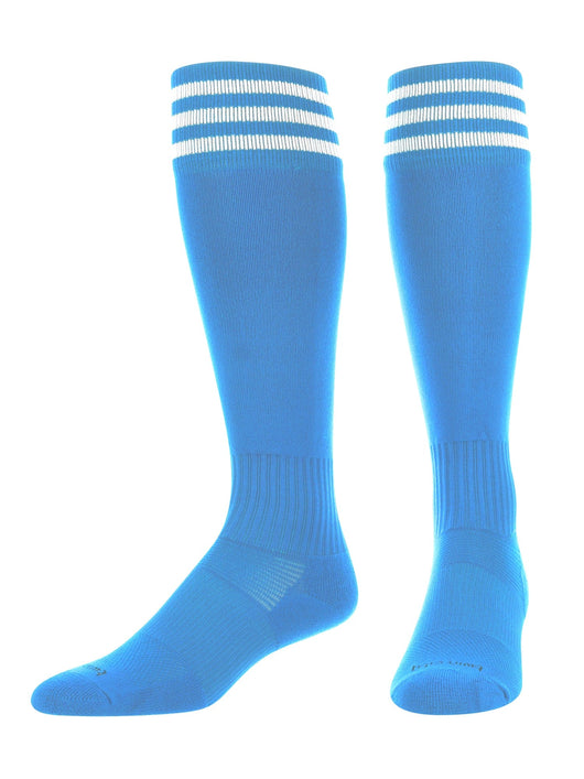 TCK socks Columbia Blue/White / Large Finale 3-Stripe Soccer Socks